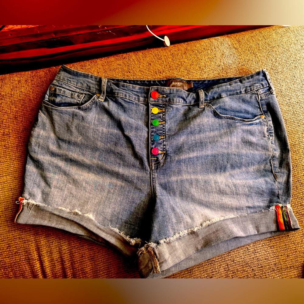 Torrid Pride Button Front Jean Shorts